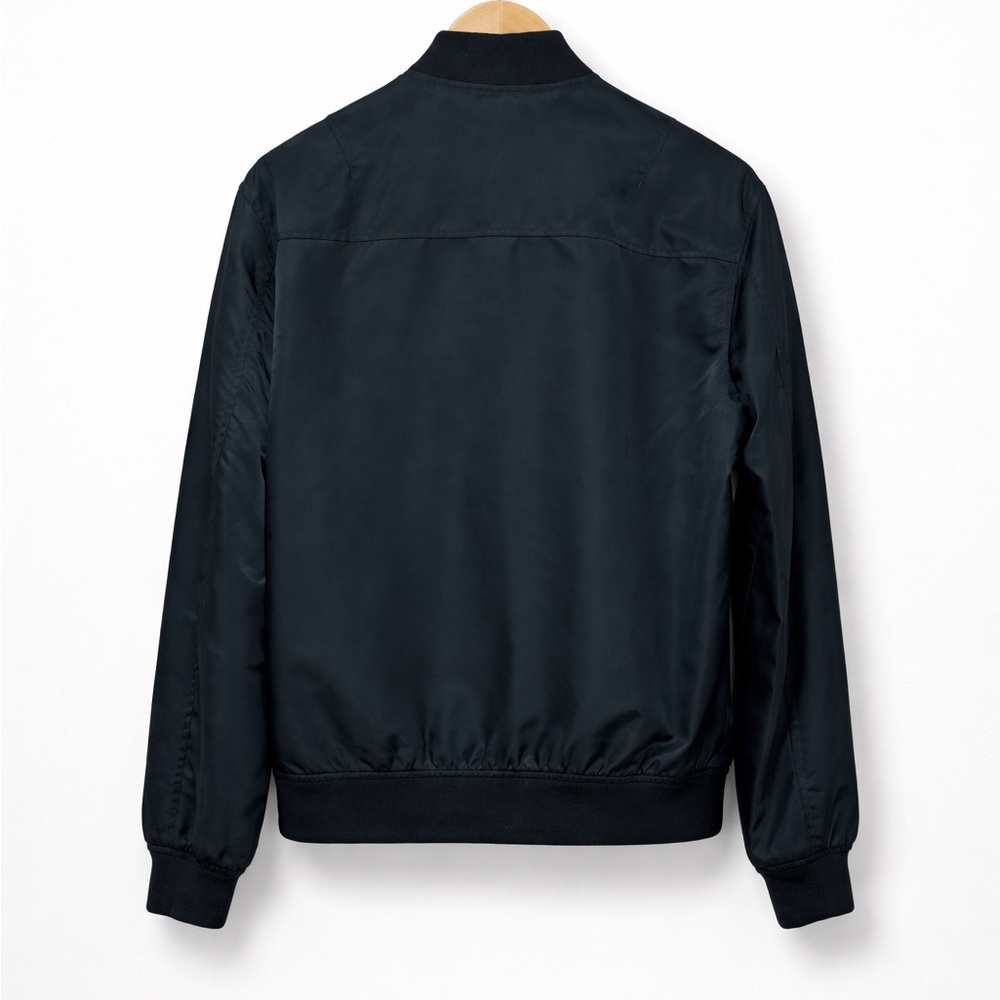 Club Monaco MA-1 Bomber Jacket Men’s Small Minimalist Nylon Zip Deep Green - Picture 2 of 14